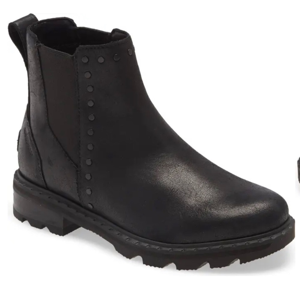 Sorel Lennox Waterproof Chelsea Boot Studded Black - Picture 2 of 8